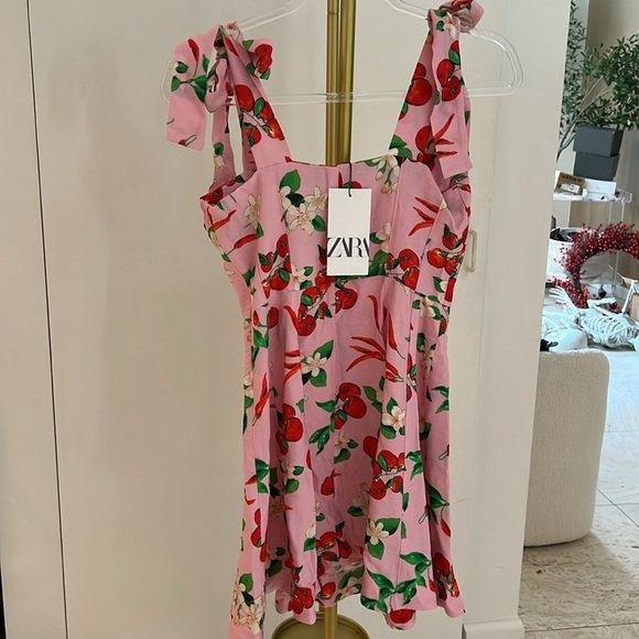 Zara cherry print mini dress size XS - Picture 5 of 5